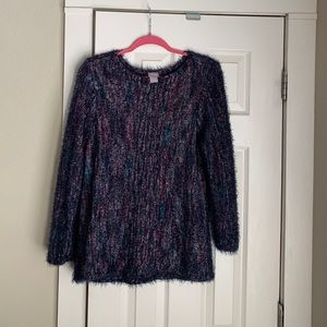 Chico’s Size 1 Navy Eyelash Sweater